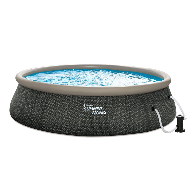 Summer Waves 18ft x 48in Quick Set Ring Above Ground Pool, Dark Gray (Used) gallery