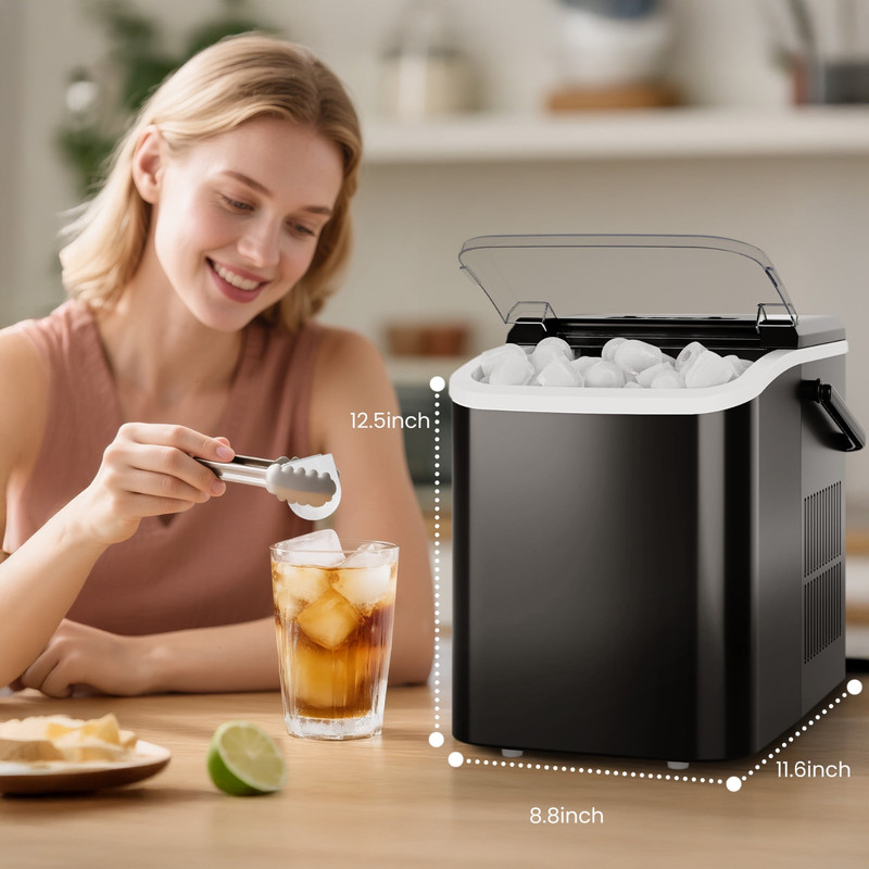 CONCETTA Portable Ice Maker Machine, 26.5 lb/Day Ice, Two Ice Sizes, Black NEW! gallery