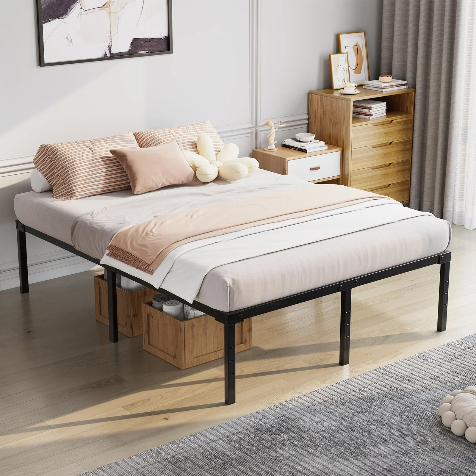 Queen Bed Frame, Heavy-Duty Metal Platform, 18 Inch High, 2200 lb Capacity gallery