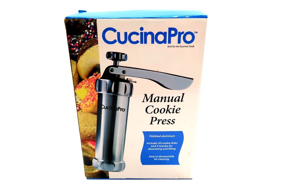 CucinaPro Manual Cookie Press in Polished Aluminum ~ Brand New / Never Used