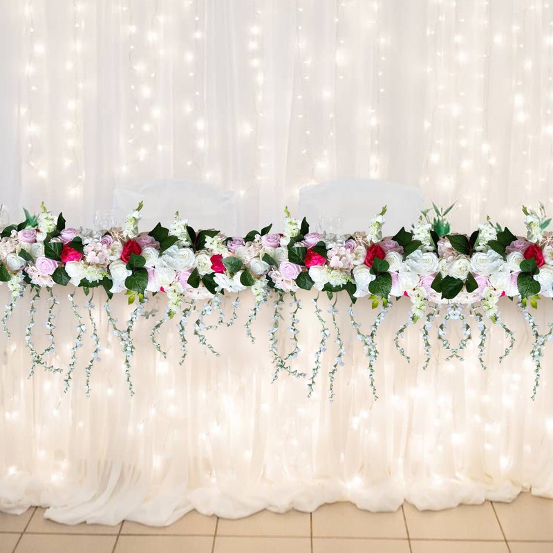 Artificial Silk Flowers Row, 1M Long Artificial Silk 3D Flowers Row Decoration gallery