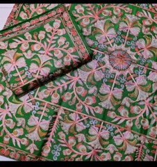 Pakistani Aari Work Floor Cushion Cover Full Embroidered Silk Base Cushion Cover