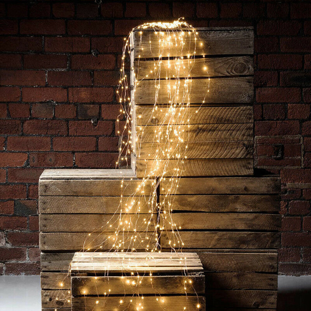 Outdoor LED Solar Lights Waterfall String Fairy Icicle Lights Party Garden Decor gallery