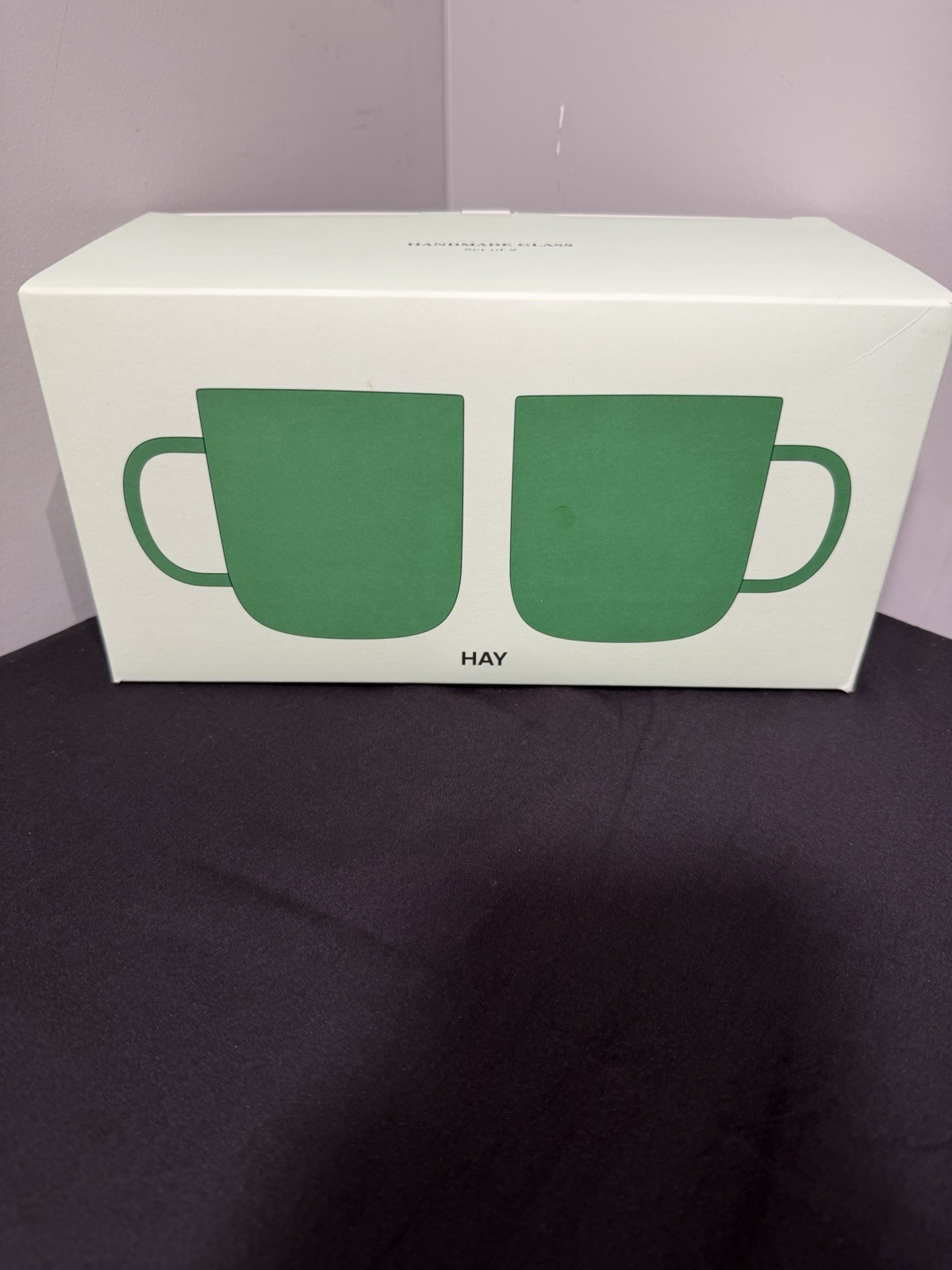 HAY Borosilicate Handmade Glass Mugs Set of 2 Jade Green/Yellow 11.75oz Coffee C gallery