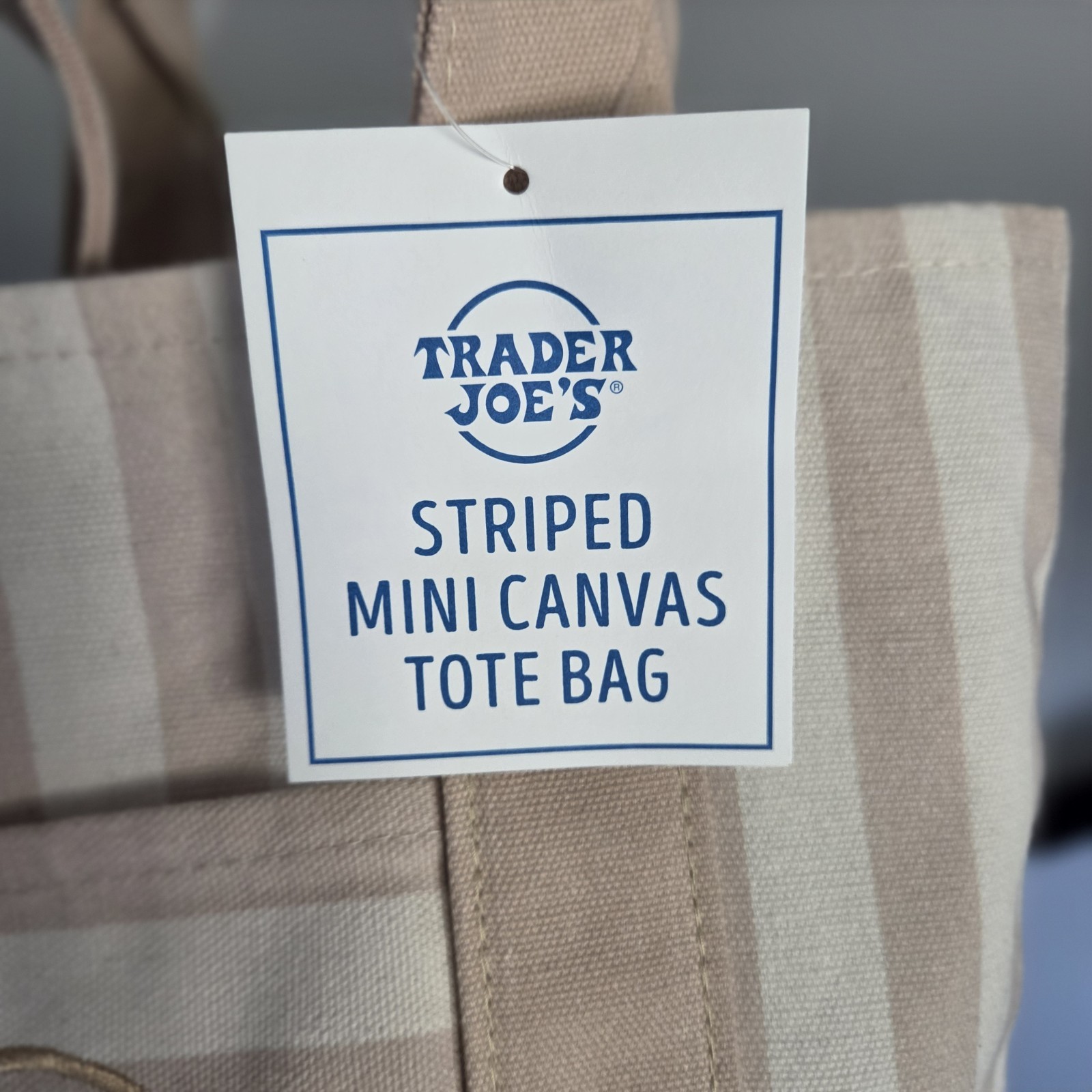 Trader Joe's Limited Mini Canvas Pastel Striped Tote Bag 2026 Beige/Tan gallery