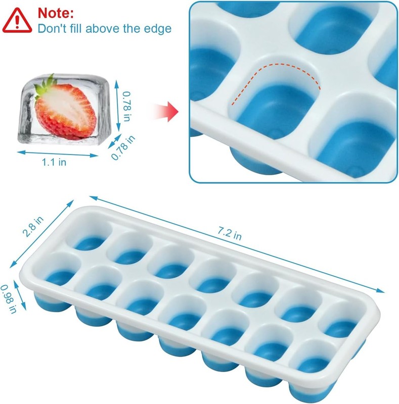 Ice Cube Tray with Lid, Easy-Release, Flexible, Ice Cube Tray, Spill-Resistant, gallery