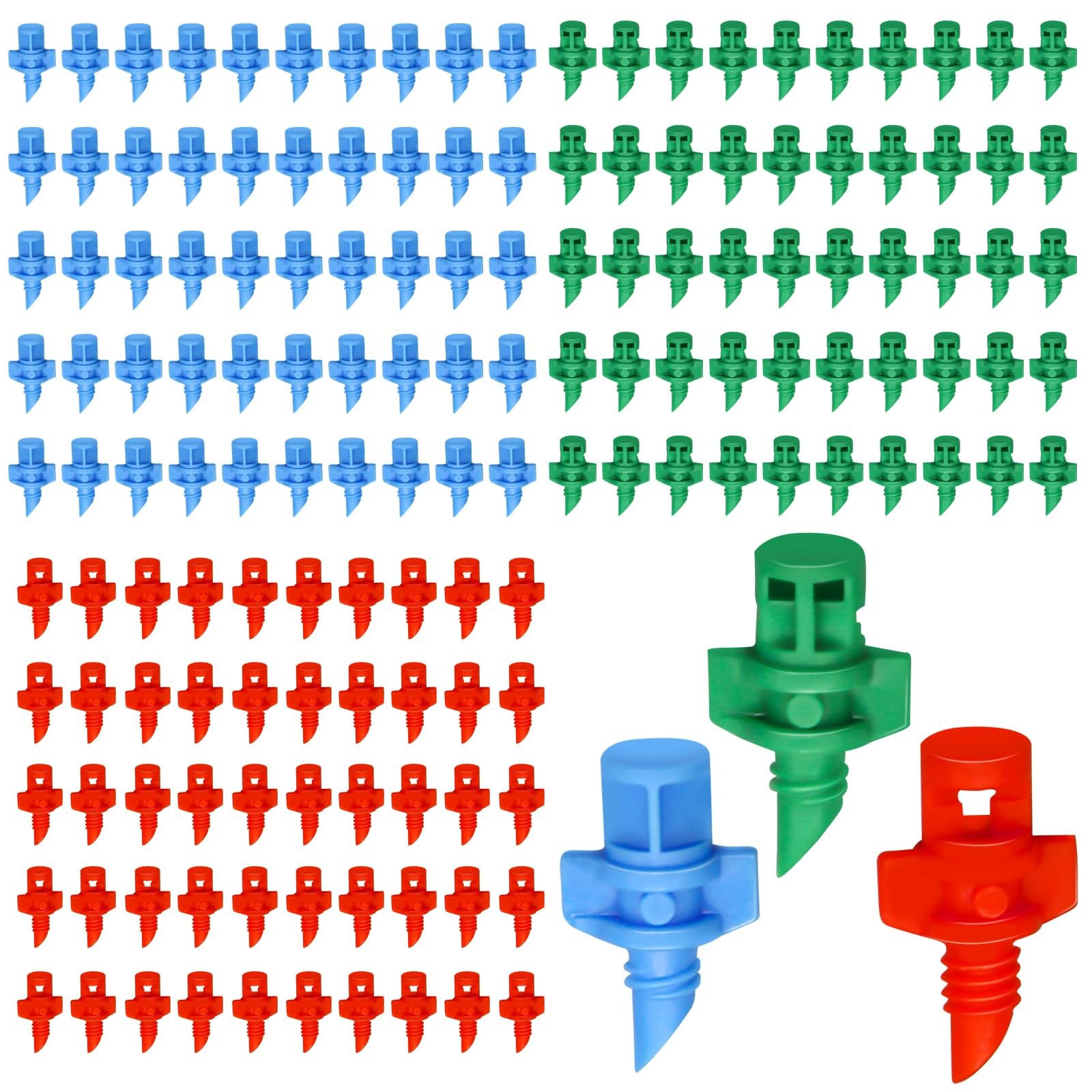 150Pcs Drip Irrigation Emitters, Micro Sprinkler Heads Misting Blue/green/red gallery