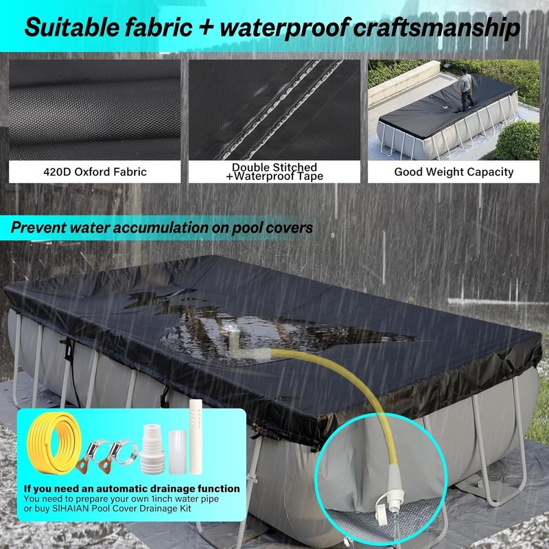 12x24Ft Rectangular Pool Cover with Side Storage for Oval and Rectangular Above gallery