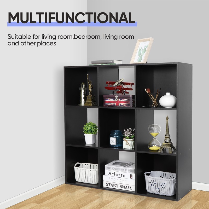 9-Cube Black Closet Organizer Storage Shelves Save Space Study Bookshelves gallery
