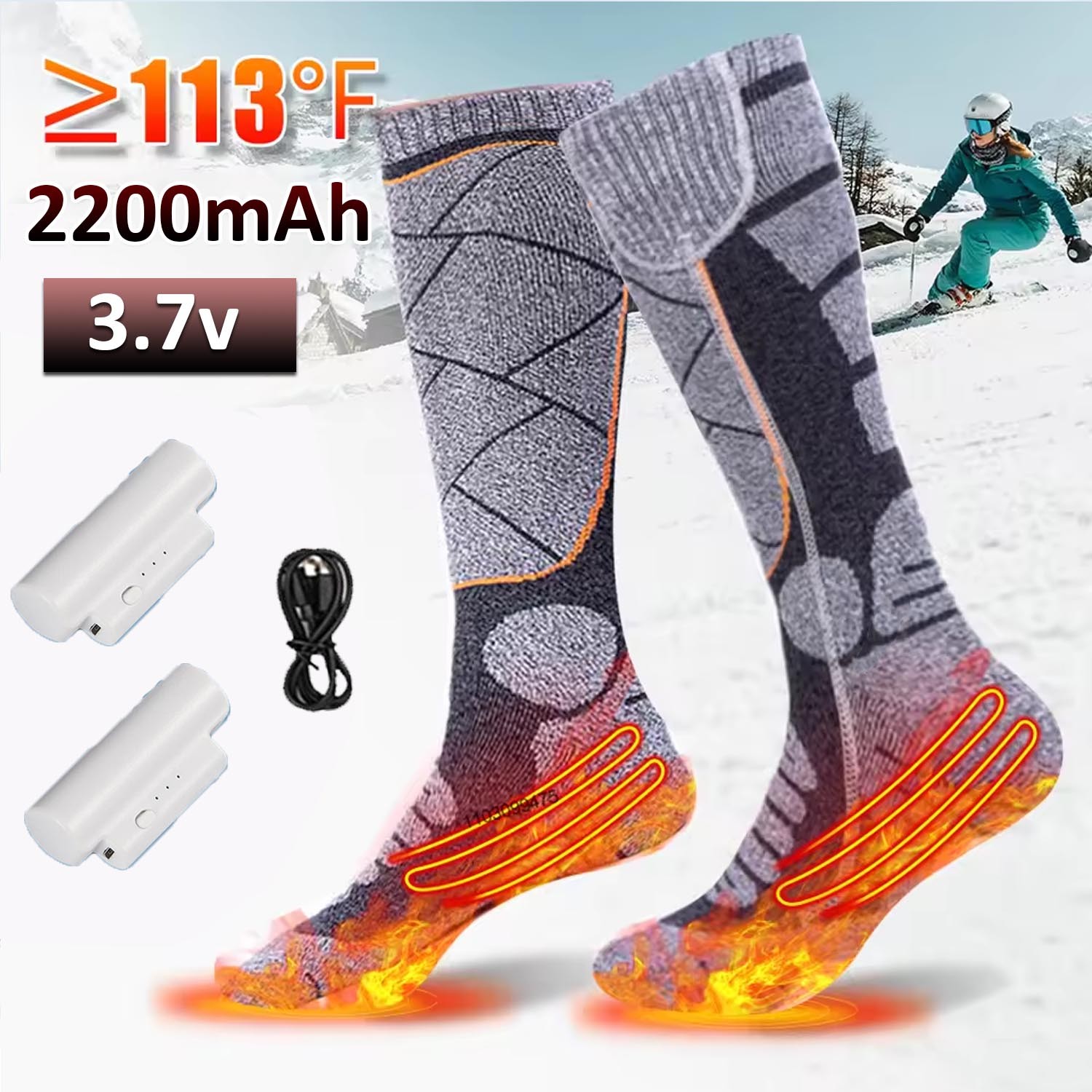 Electric Heated Socks Rechargeable Battery Men Women Winter Foot Warmer gallery