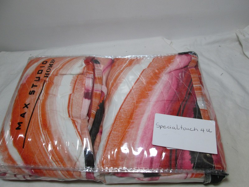 New Max Studio Two Standard Shams - Red, Orange, Black and Pink Wave NIP gallery