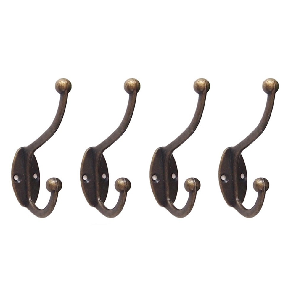 4 Pcs Metal Hooks Wall Mount Single Hooks Clothes Hat Holder Bracket for Home