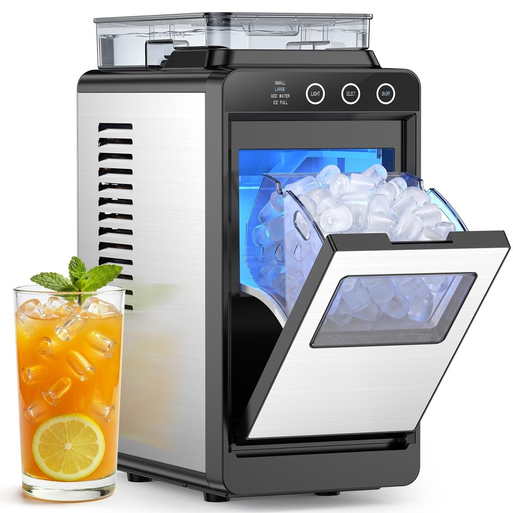 COWSAR Ice Maker Countertop, Portable 26LBS / 24H, Black and Silver