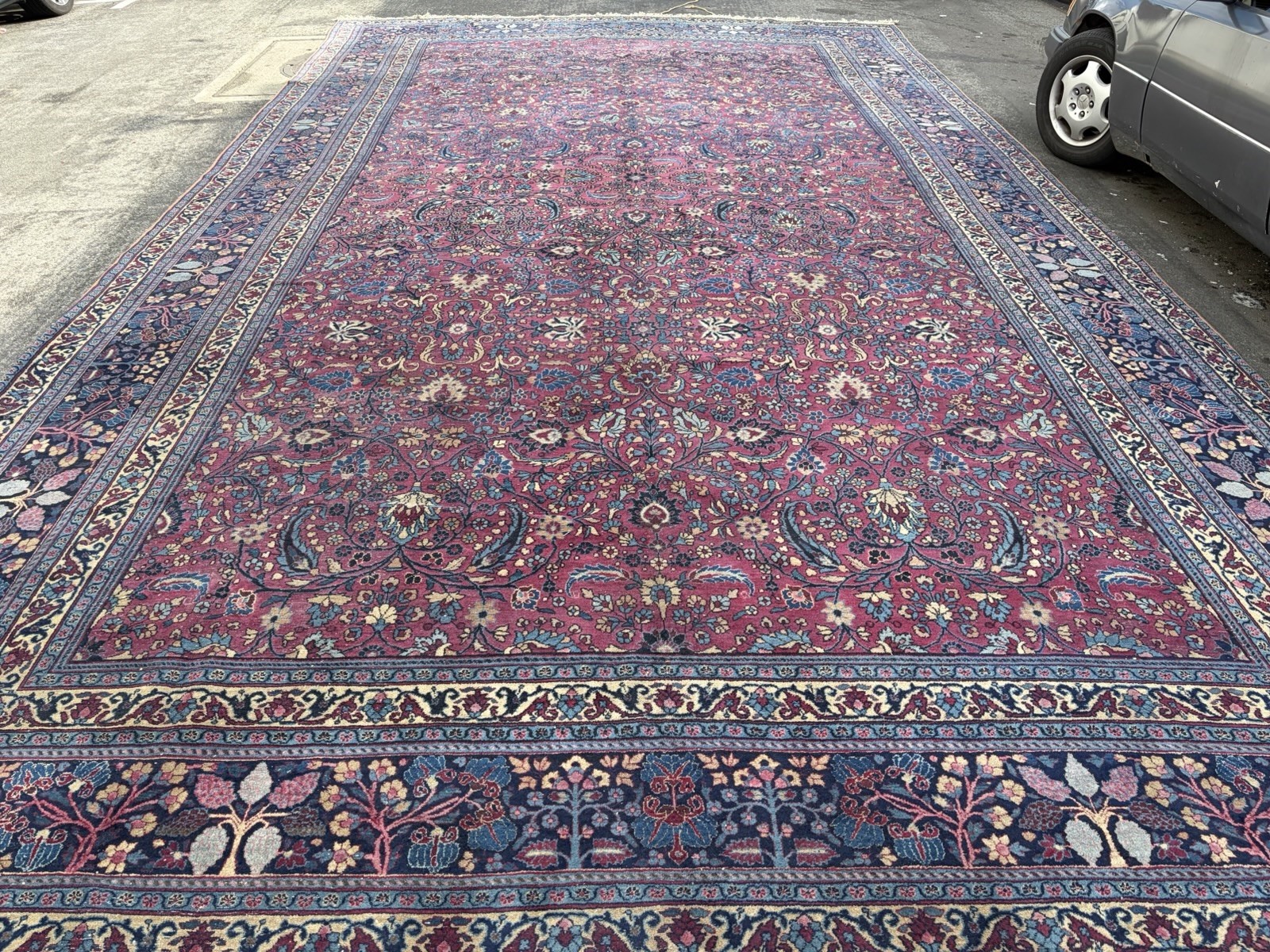 Auth: 20's Palatial Antique Rug Estate Beauty Botanical Beauty Wine 13x23 gallery