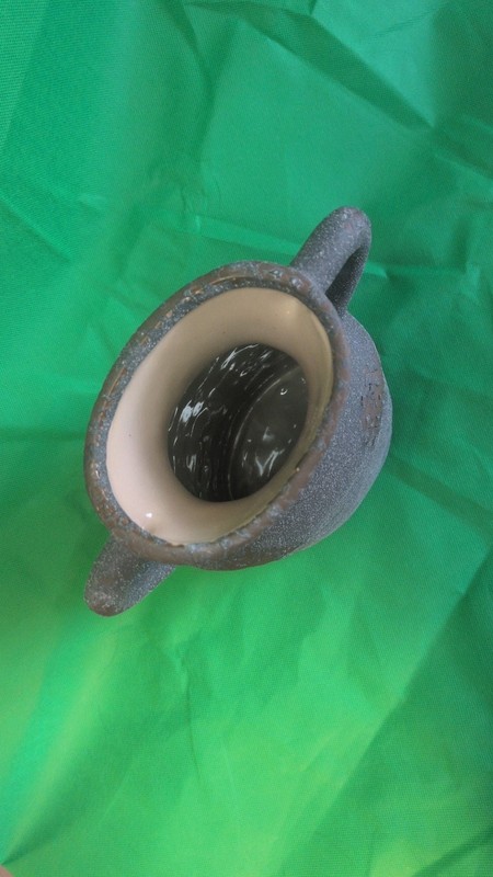 Rustic Textured Matte Gray Ceramic Vase with Two Handles gallery