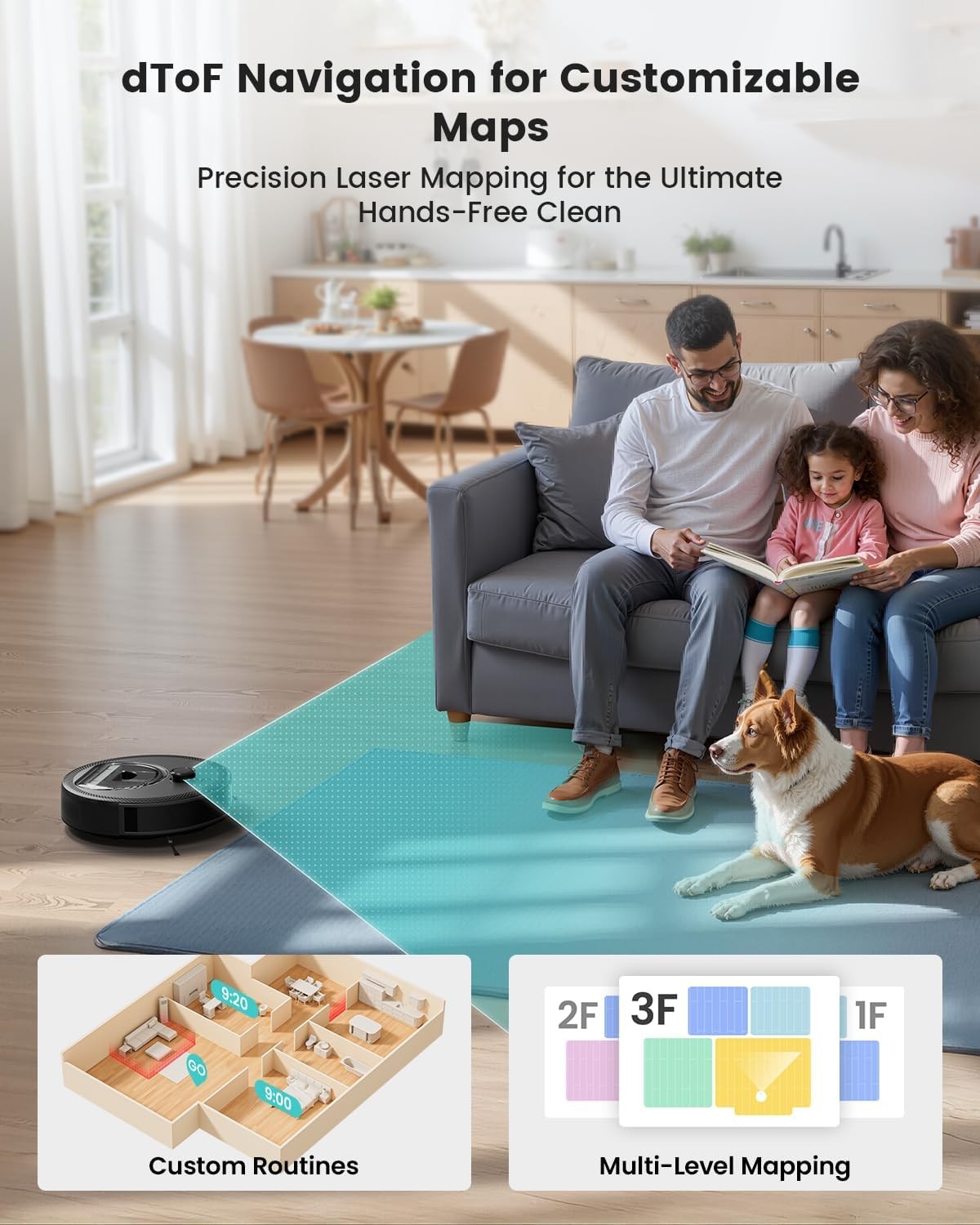 LiDAR Robot Vacuum and Mop 450ml Visible Dustbin Upgraded 190° PSD Obstacle gallery
