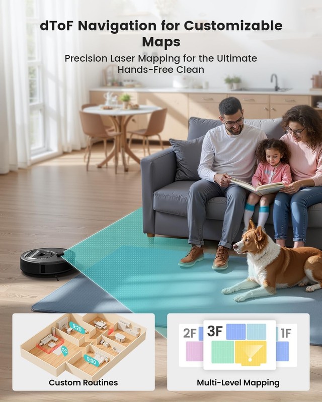LiDAR Robot Vacuum and Mop 450ml Visible Dustbin Upgraded 190° PSD Obstacle gallery