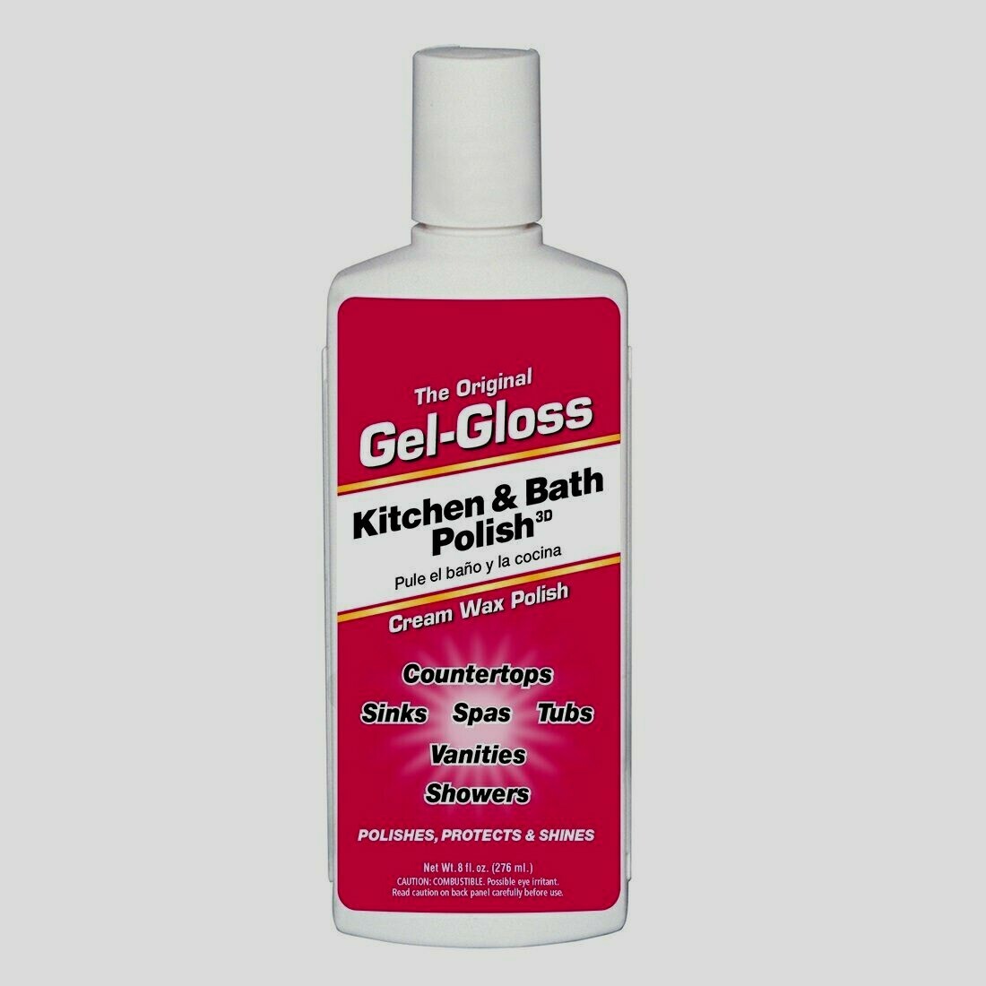 GEL-GLOSS Kitchen Bath Polish Cream Wax Shines Seals Protect GG8 8oz gallery