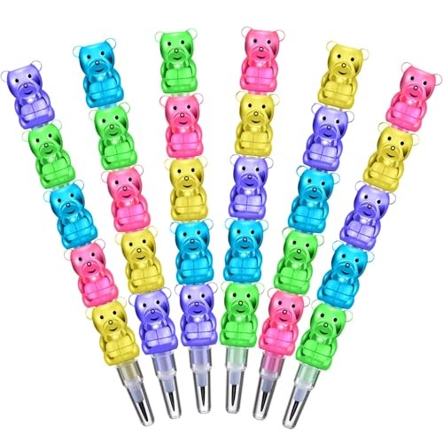 Pcs Stackable Pencils Plastic Bear Pencils 5 in 1 Stacking Colored for 72 gallery