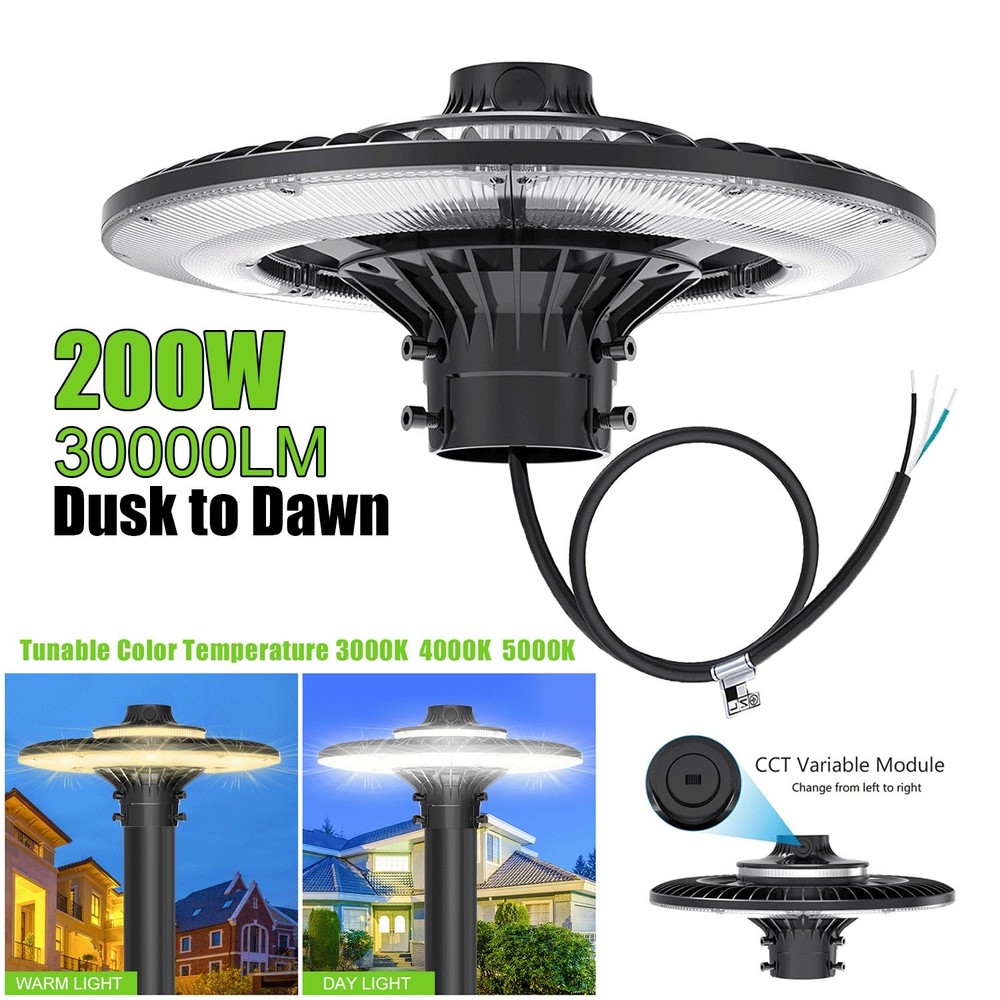 200W 30000LM LED Area Pole Light Commercial Parking Lot Post Top Lamp 3K/4K/5K