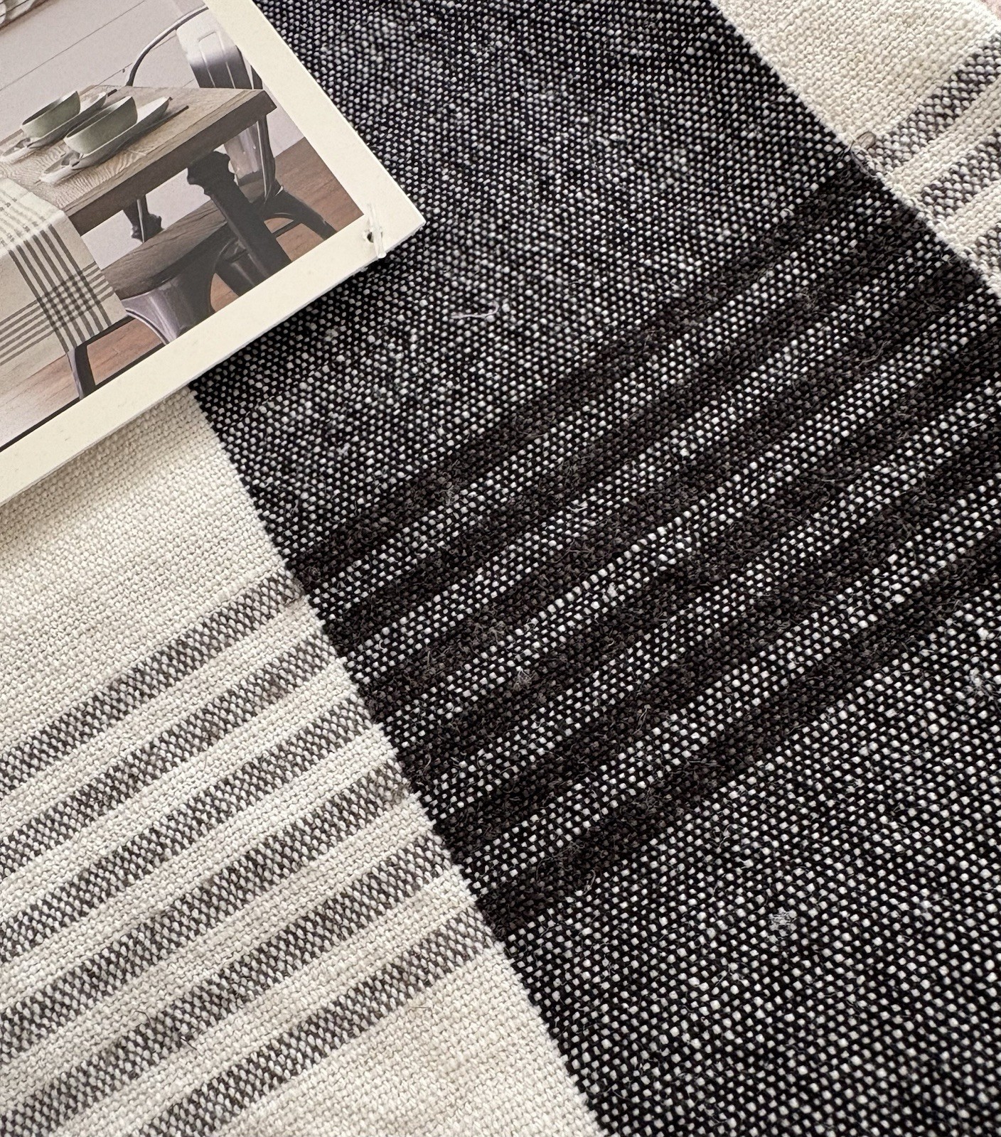 Hearth & Hand With Magnolia Black & Cream Linen & Cotton Table Runner 14x72 New! gallery