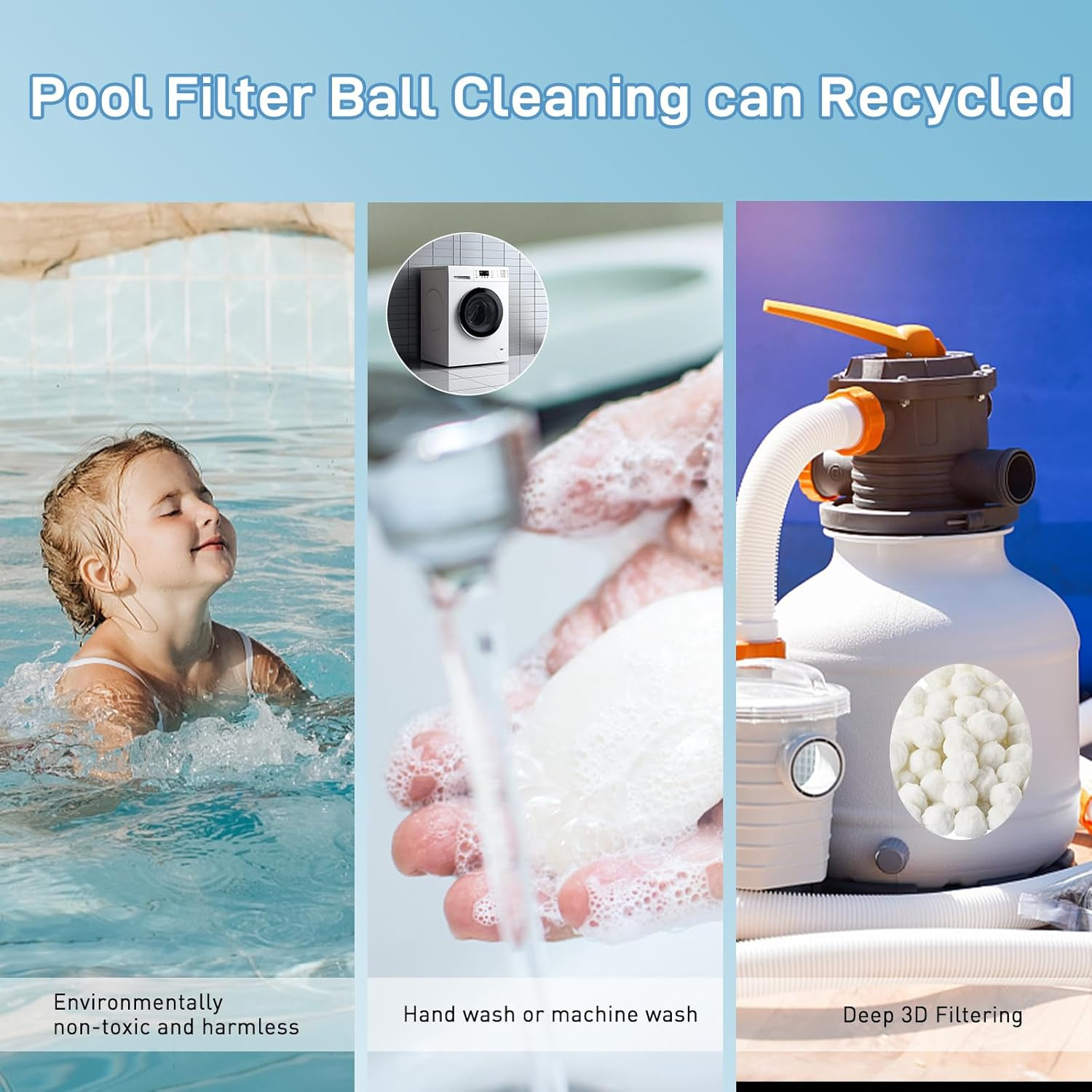 1.54 Lbs Pool Filter Balls for Sand Filter, Reusable Eco-Friendly Filter Media f gallery
