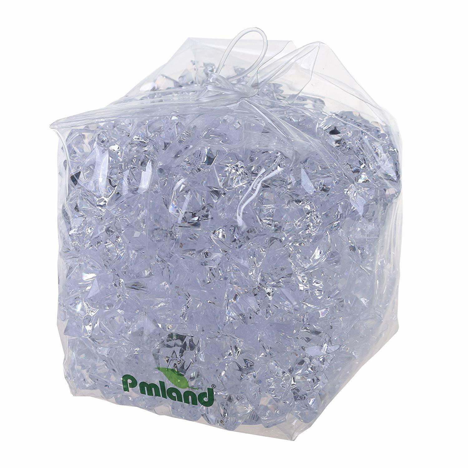PMLAND Clear Acrylic Ice Rocks Crystals Cubes Gems 3lbs Bulk Bag for Table Decor gallery