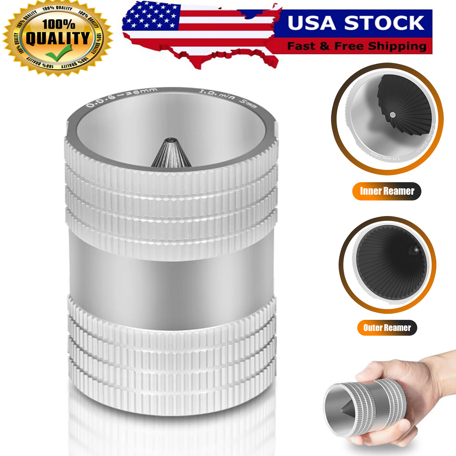 Reaming Tool for Copper,Stainless Steel Tubing,Pipe Reamer Sizes 1/4" to 1-1/4" gallery