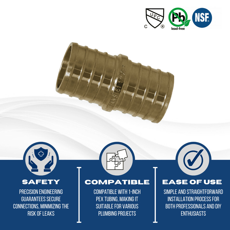 25 Pcs. XFITTING 1" Pex Coupling - Lead Free One Inch Crimp Coupling 23-1-4=25 gallery