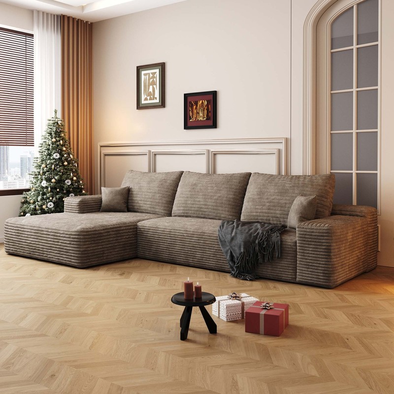 107" L Shaped Sectional Cloud Couch with Left Facing Chaise Plush Boneless Sofa gallery