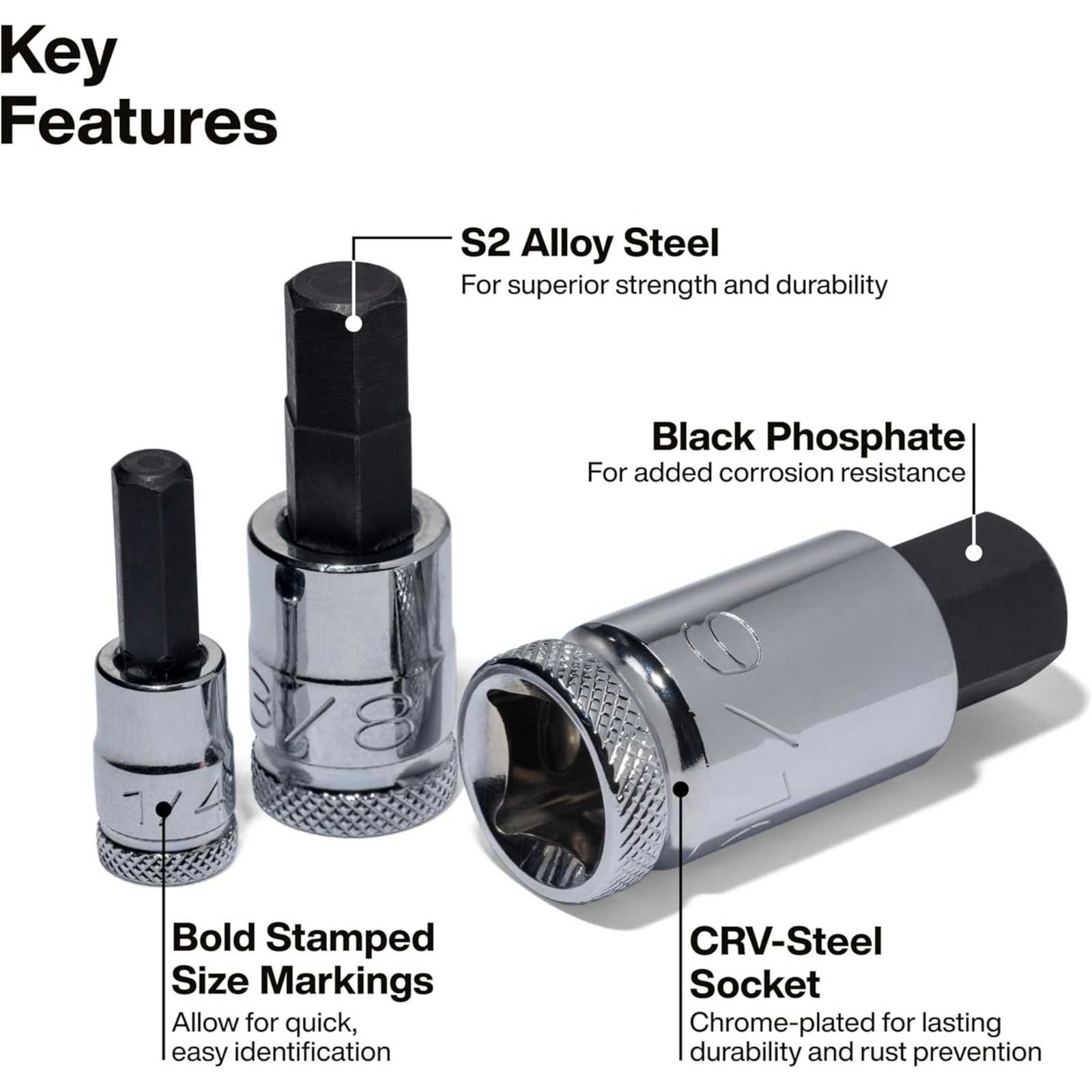 Klein Tools 65233HEX Hex Bit Socket Set, 1/4, 3/8, 1/2-Inch Drives, Knurled gallery