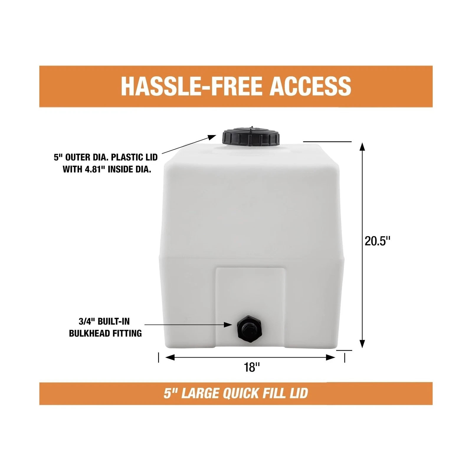 RomoTech Horizontal Square Reservoir Water Tank, 50 gallon, Made In ... gallery
