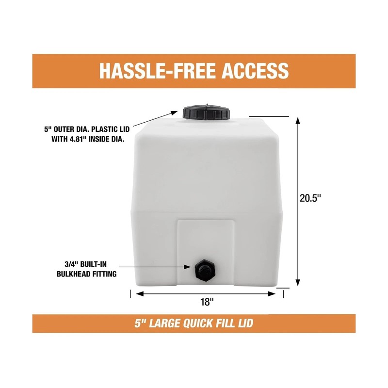 RomoTech Horizontal Square Reservoir Water Tank, 50 gallon, Made In ... gallery