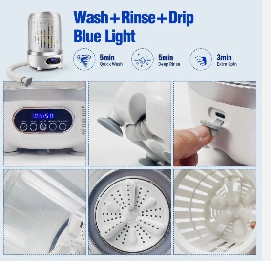 Portable Mini Washing Machine 3L Type-C Spin-Dry Cordless READ gallery