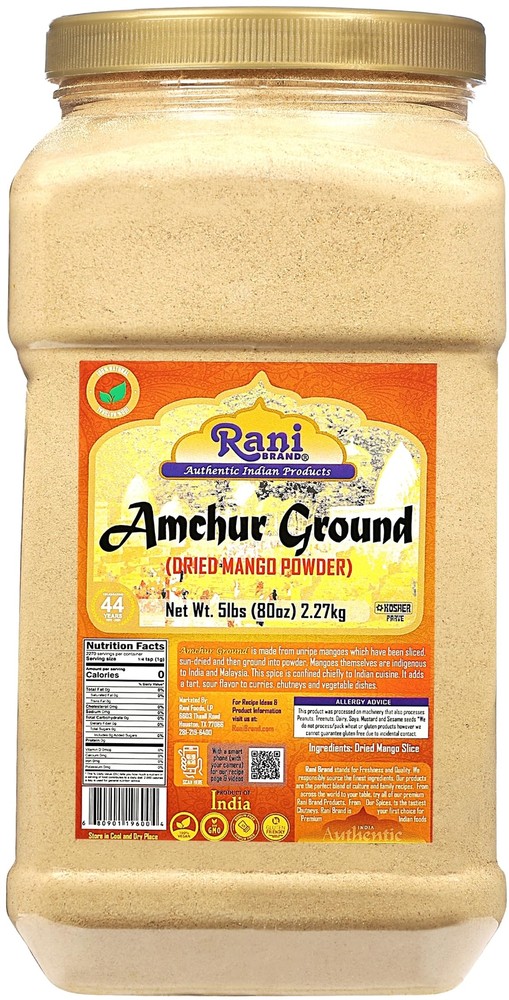 Rani Amchur (Mango) Ground Powder Spice 80oz (5lbs) 2.27kg Bulk PET Jar
