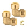 EFIELD (2 to 100 Packs) 1/2" Push Fit 90 Degree Elbow Brass Fittings Lead Free gallery