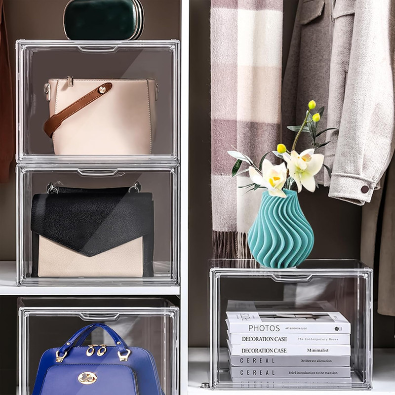 4 Packs Clear Plastic Handbag Storage Organizer for Closet, Acrylic Display Case gallery
