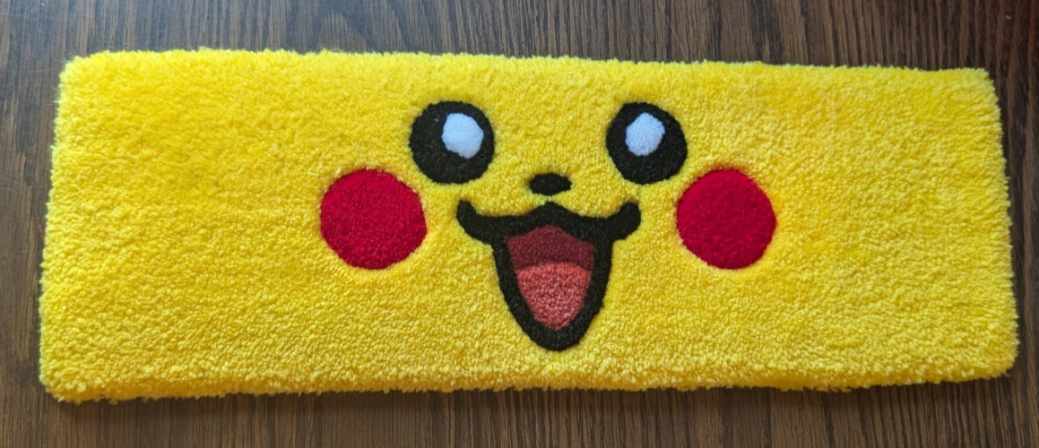 Handmade Tufted Keyboard Mat Wrist Rest – Yellow Monster Face Design 19"x7"in gallery