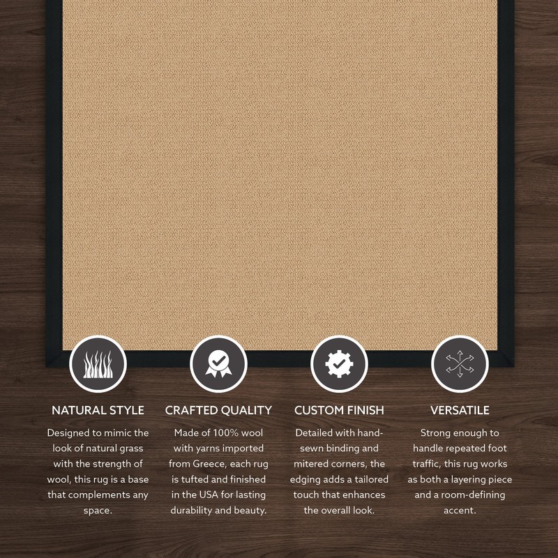 Linon Empire Machine Tufted Wool 2'6"x8' Rug in Sisal and Black gallery