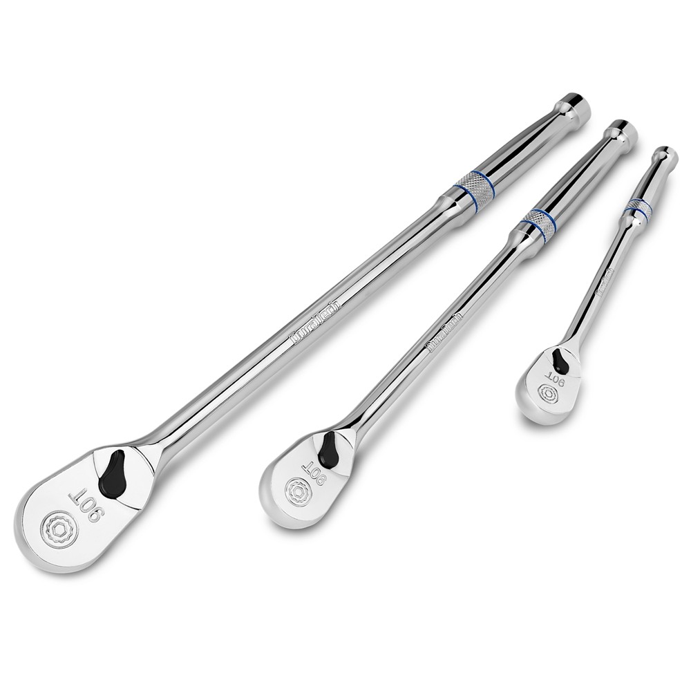 3-Piece 1/4", 3/8", 1/2" Extra Long Drive Ratchet Handle 90-Tooth Ratchet Wrench gallery