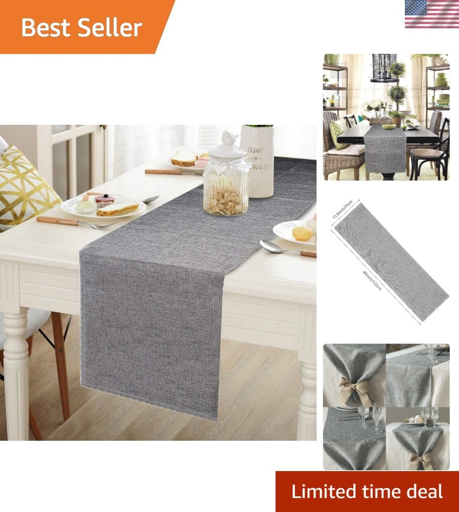 Versatile 14 x 48 Inch Gray Table Runner for Farmhouse Décor & Outdoor Picnics