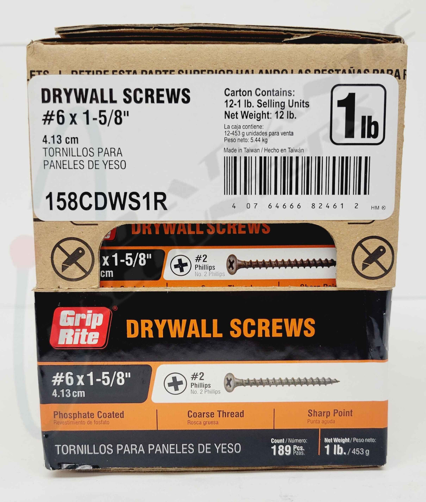 12 Lbs Grip Rite 1-5/8" #6 Philips Bugle-Head Coarse Sharp Point Drywall Screws gallery