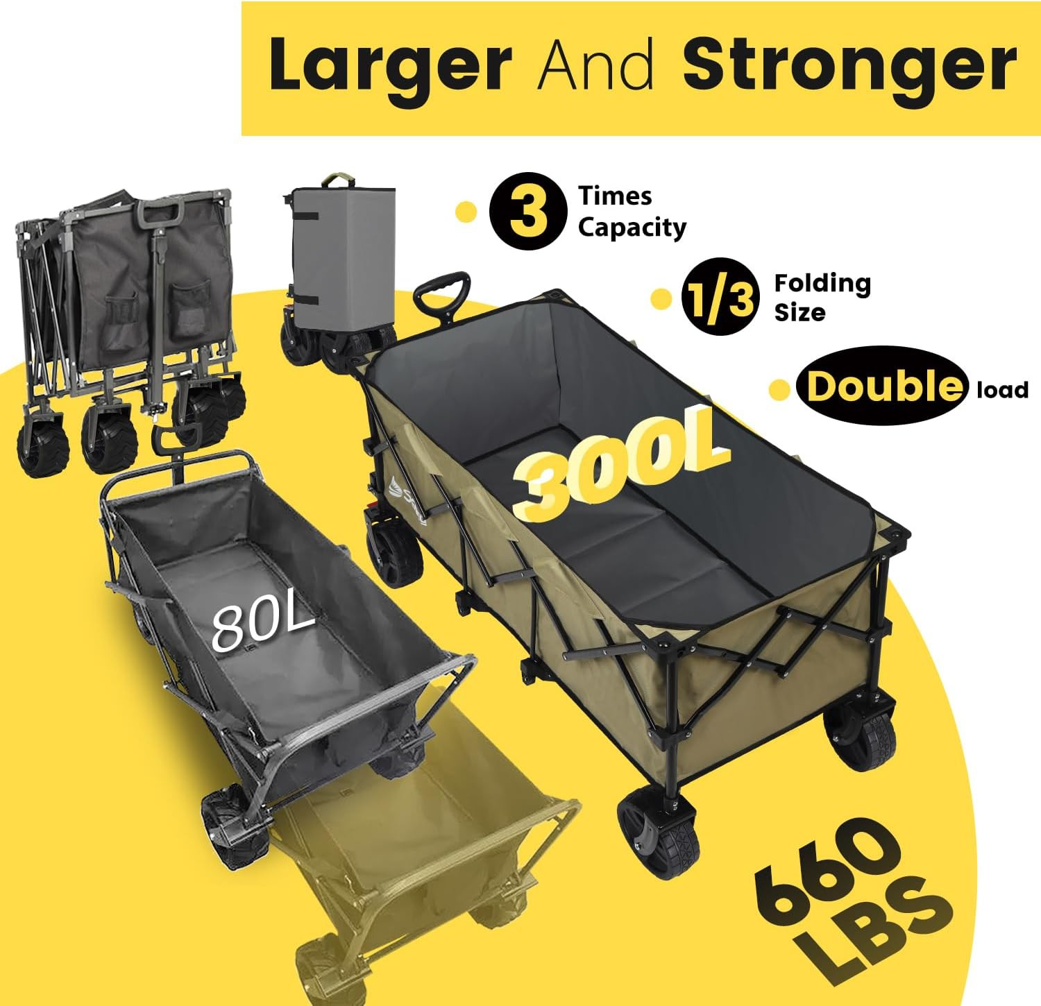 Sekey 48''L Collapsible Foldable Extended Wagon with 660lbs Weight Capacity, Hea gallery