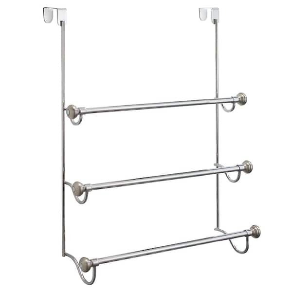 InterDesign York Over Shower Door 3-Bar Towel Rack Split Finish Metal Hang On gallery