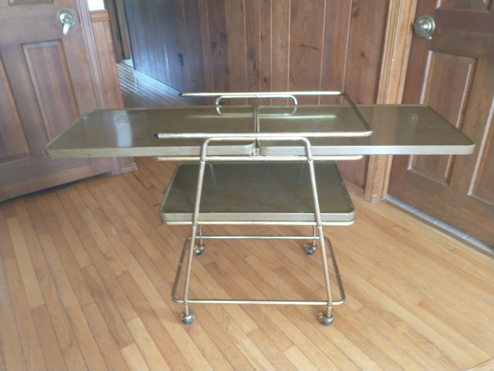 COSTCO Mid Century Expandable 3 Tier Metal Rolling Bar/Trolley Cart gallery