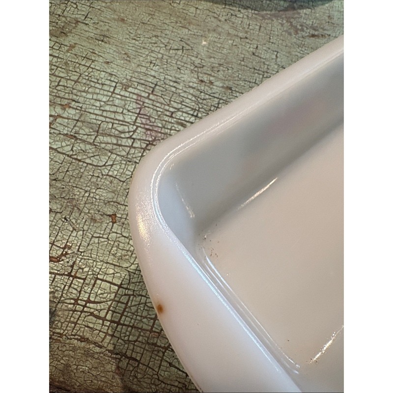 Vintage Glasbake Milk Glass Vegetable Print Baking Dish Set 2 gallery
