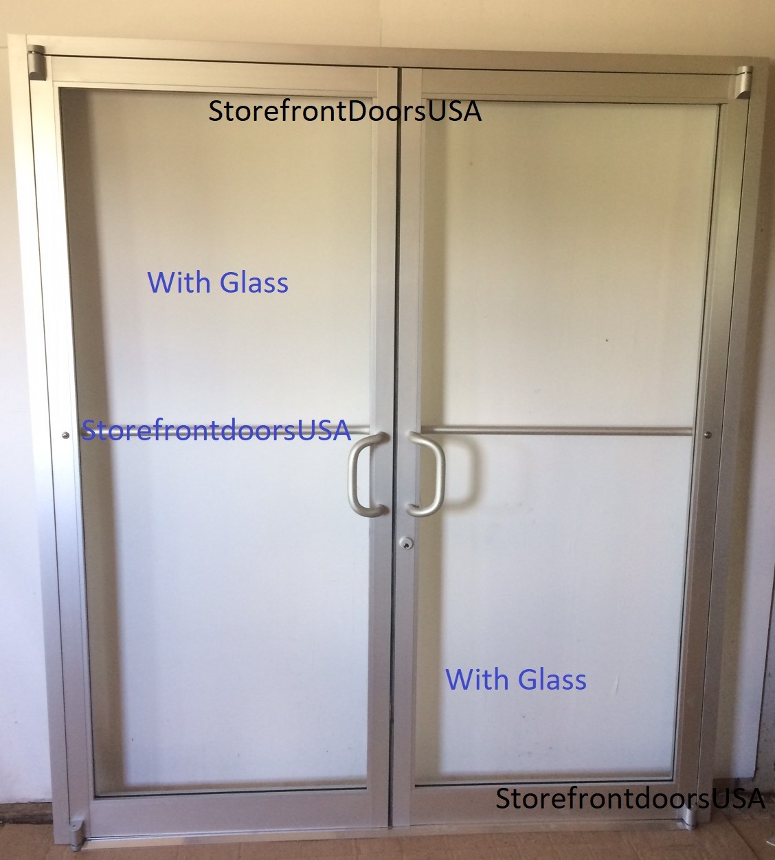 COMMERCIAL STOREFRONT DOUBLE DOOR, FRAME & CLOSER 6'0 x7'0, CLEAR FINISH w/Glass gallery