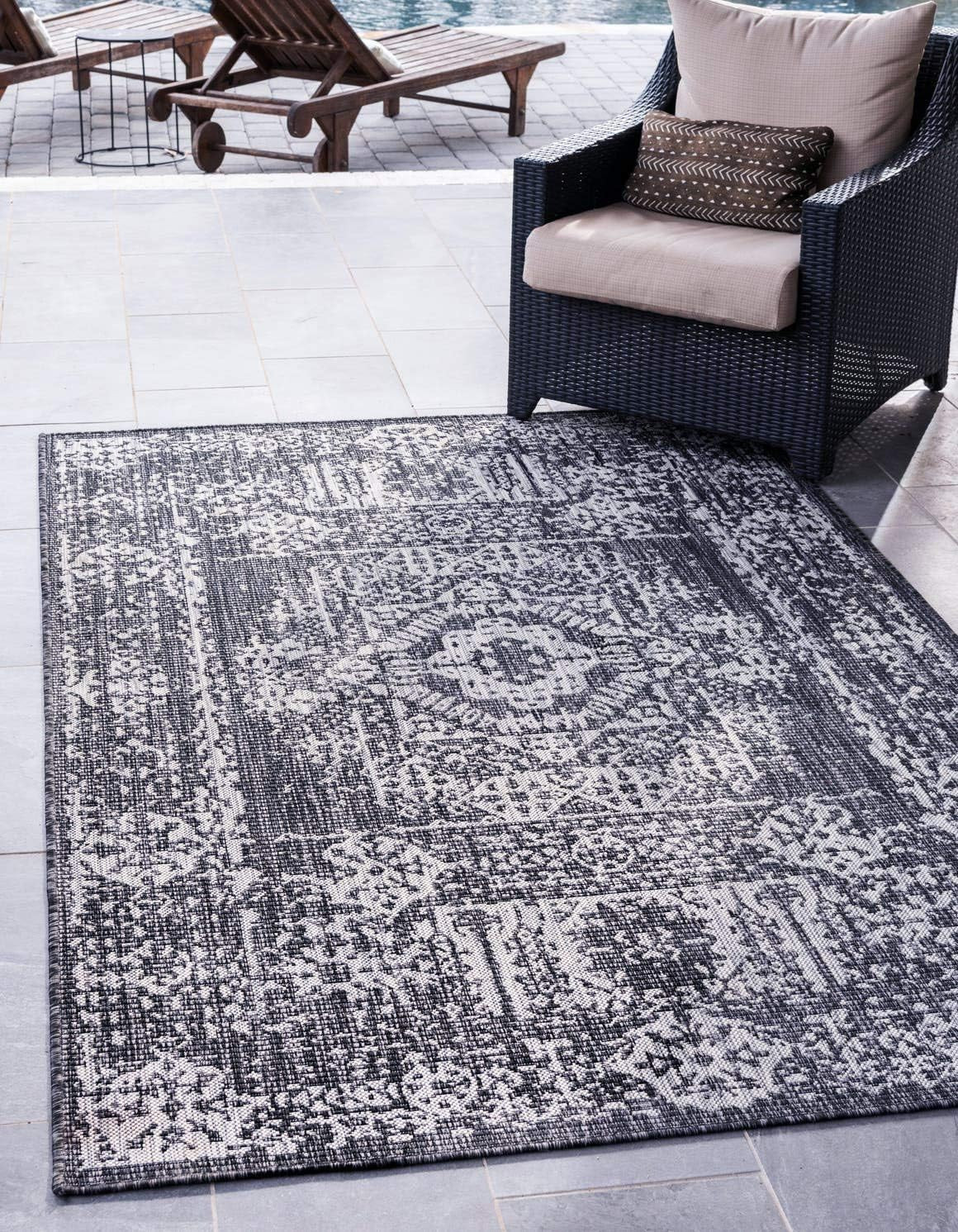 Timeworn Outdoor Area Rug - Charcoal Gray (6'1" x 9' Rectangle) gallery