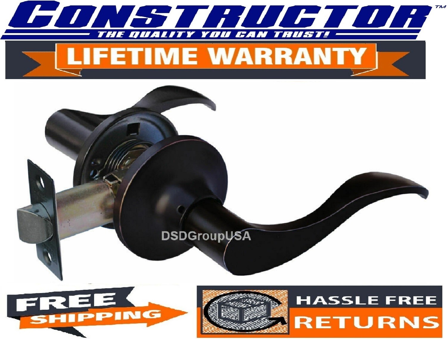 Constructor Passage Lever Door Lock Set Oil Rubbed Bronze Knob Handle Lockset gallery