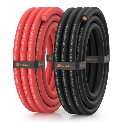 6 Gauge Wire Battery Cable, 6 AWG EPDM Welding Cable with Oxygen-Free 10ft 6awg gallery